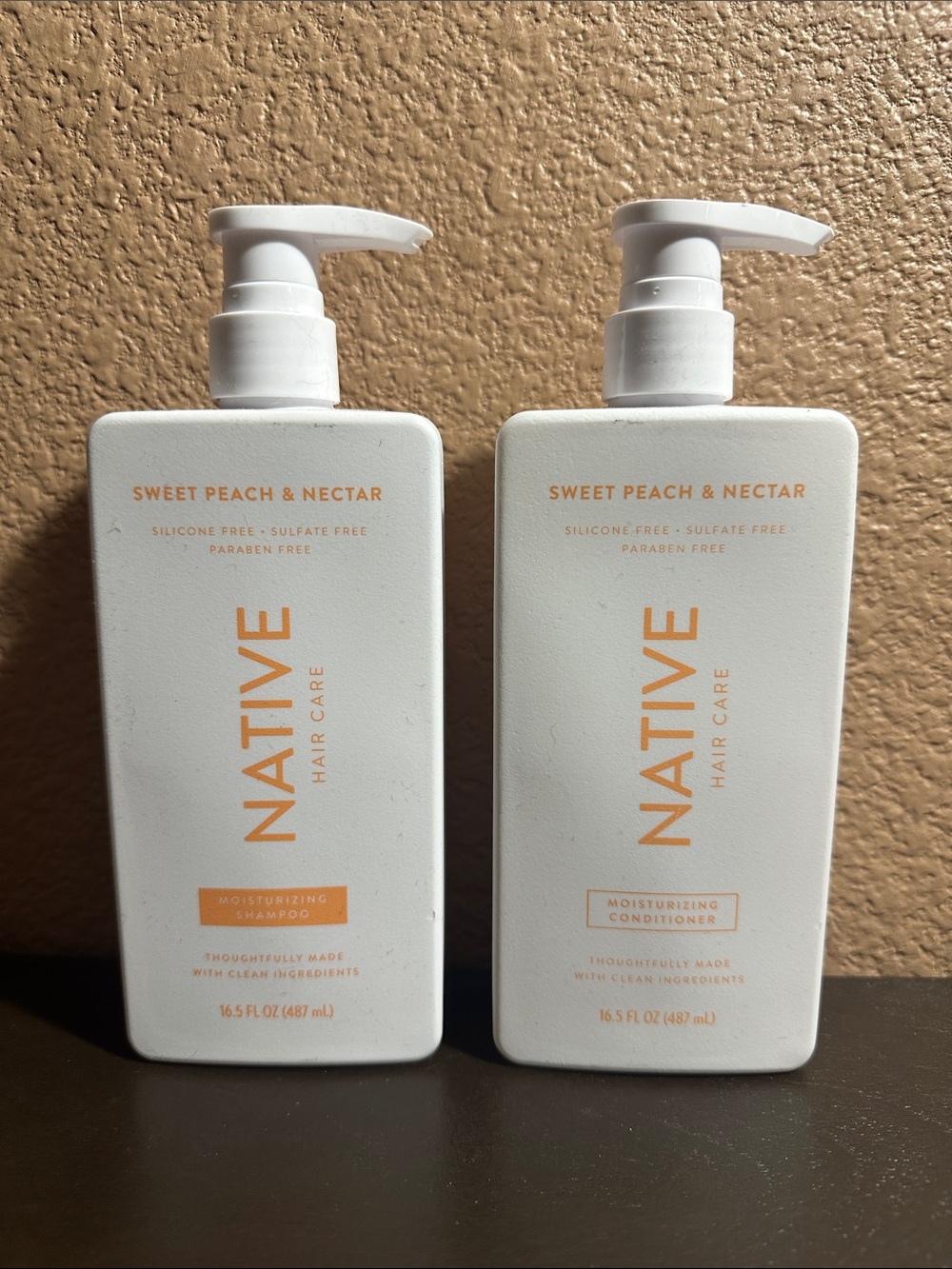 Brand New Native Shampoo and Conditioner Sweet Peach and Nectar 16.5 oz each